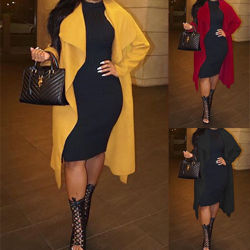 Fashion Fix Casual Lapel Long Sleeved Long Trench Coat