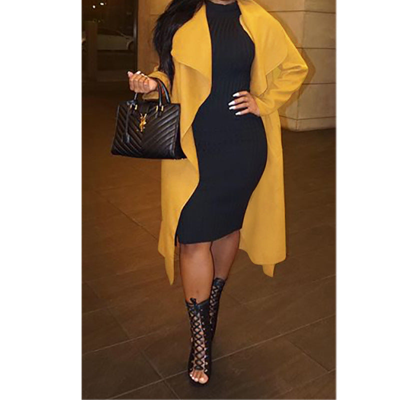 Fashion Fix Casual Lapel Long Sleeved Long Trench Coat