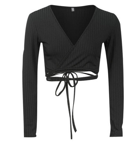 Fashion Fix V-neck Tie Straps Long-sleeved Shirt