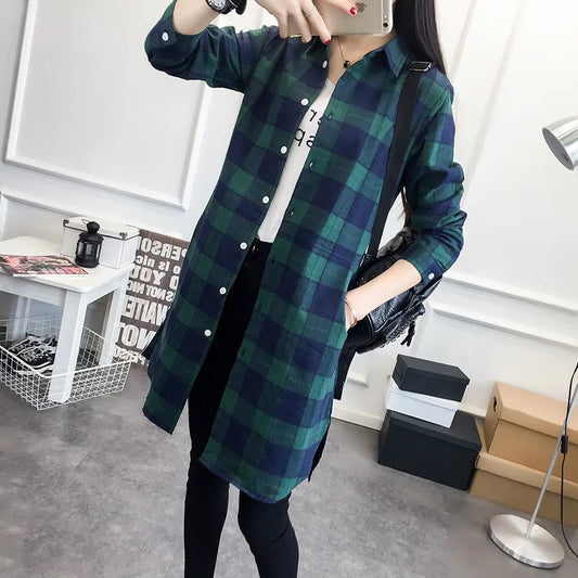 Fashion Fix Long Sleeve Flannel Plaid Long Shirt